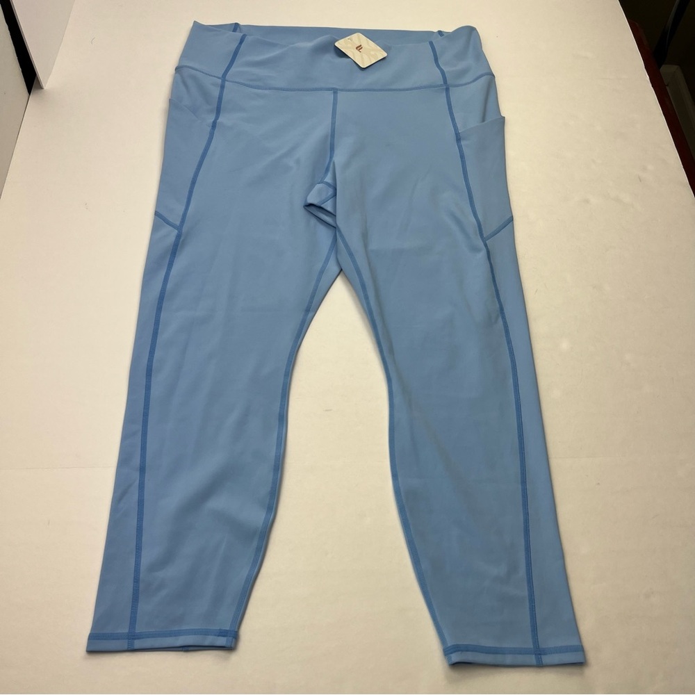 Fabletics Oasis Pureluxe High Waisted 7/8 Tight Legging Womens 2X Blue NEW *FLAW